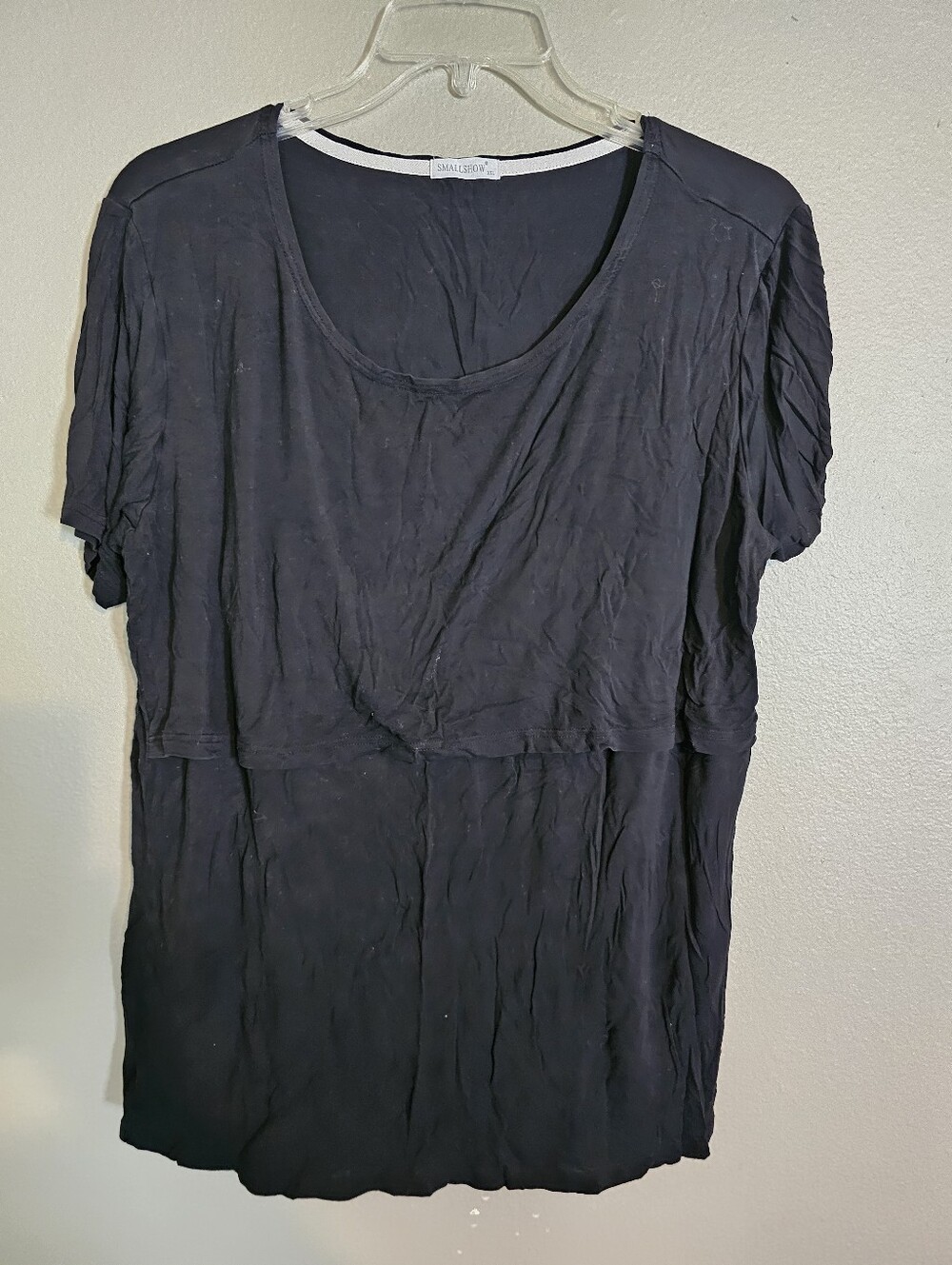 Smallshow XXL Short Sleeve Scoop Neck Nursing Top - Black